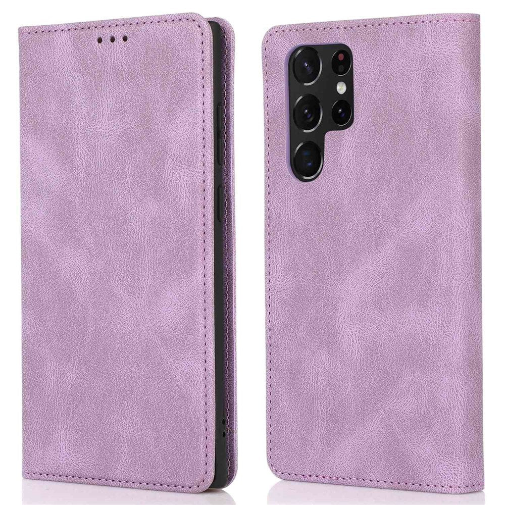 For Samsung Galaxy S22 Ultra 5G Anti-Fall Phone Case PU Leather Phone Shell Magnetic Closure Stand Cover with Wallet
