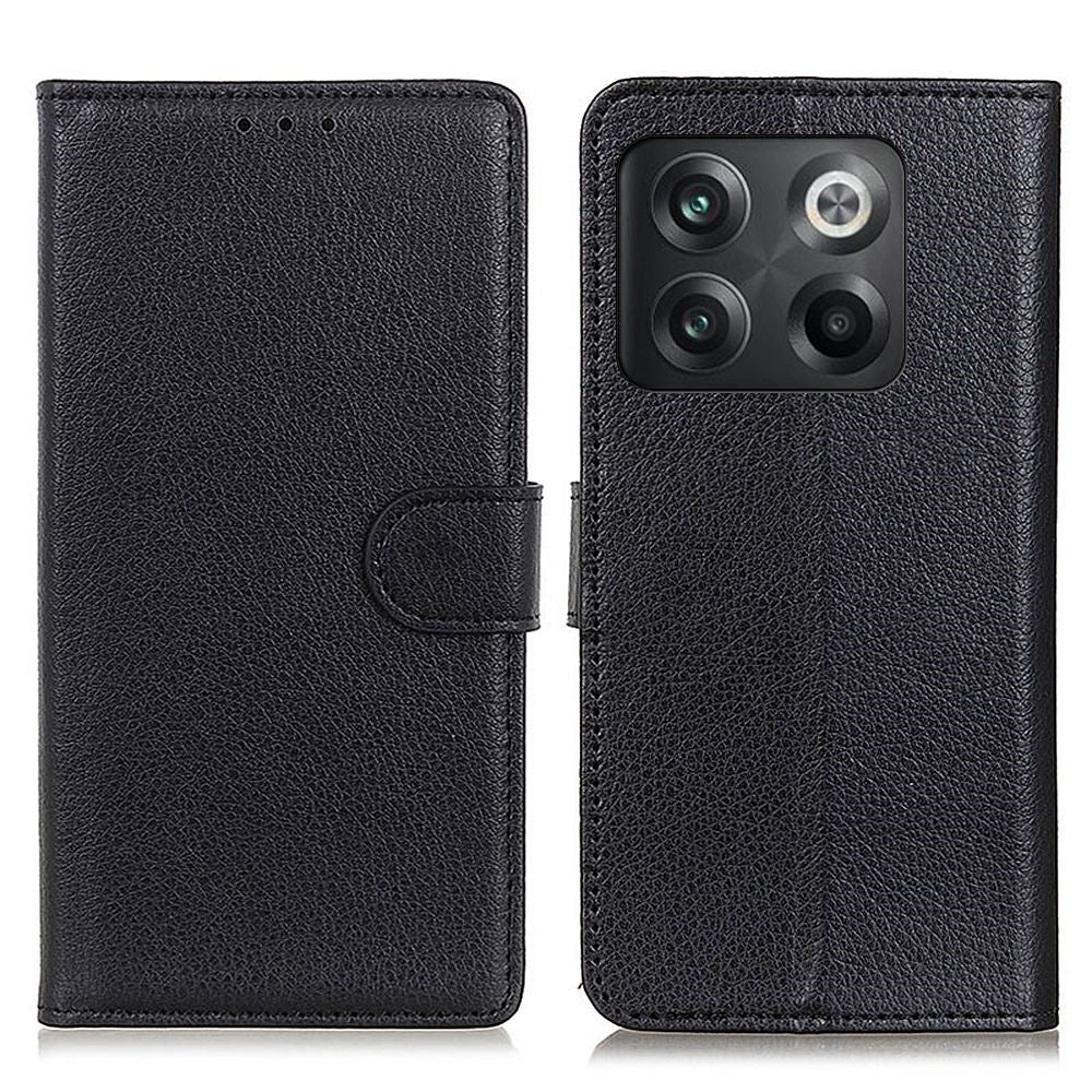 OnePlus 10T 5G / Ace Pro 5G pungetui med litchi-tekstur i PU-læder, stativ, magnetisk lukning, beskyttende etui