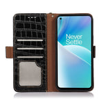 Til OnePlus 10T 5G / Ace Pro 5G Anti-fald Krokodille Tekstur Etui RFID Blokerende Ægte Koskind Læder Godt Beskyttet Pung Telefon Cover