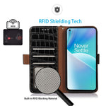 Til OnePlus 10T 5G / Ace Pro 5G Anti-fald Krokodille Tekstur Etui RFID Blokerende Ægte Koskind Læder Godt Beskyttet Pung Telefon Cover