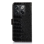 Til OnePlus 10T 5G / Ace Pro 5G Anti-fald Krokodille Tekstur Etui RFID Blokerende Ægte Koskind Læder Godt Beskyttet Pung Telefon Cover