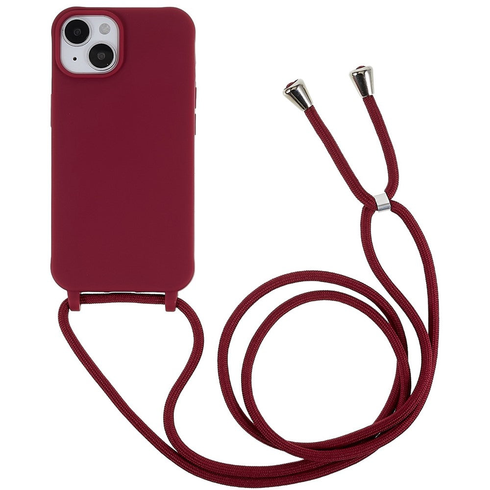For iPhone 14 6.1 inch Integrated Soft TPU Case Drop-proof Protective Cover with Lanyard