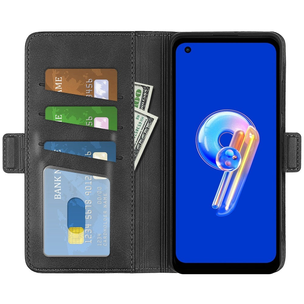 For Asus Zenfone 9 5G Magnetic Folio Flip Phone Case, Textured PU Leather Stand Wallet Feature Protective Cover