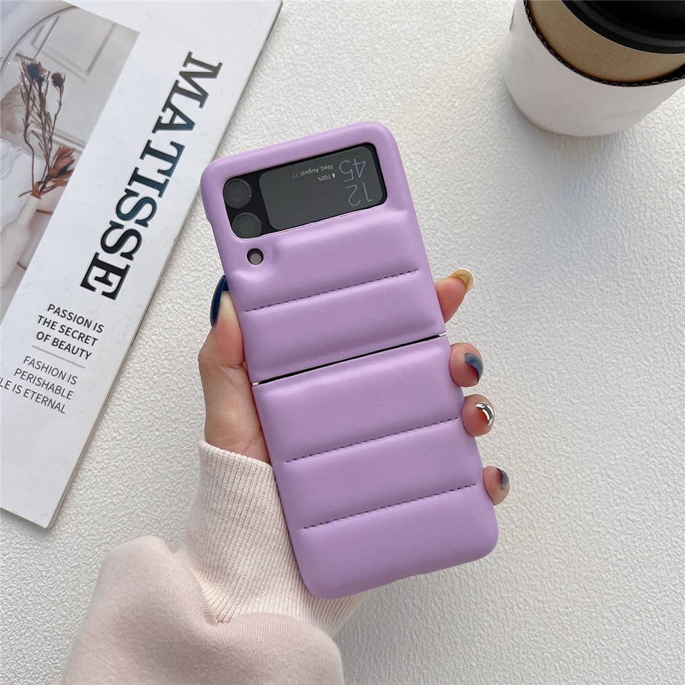 Til Samsung Galaxy Z Flip3 5G Blødt letvægts cover i dunjakkestil PU-læderbelagt PC Stødsikkert beskyttende etui