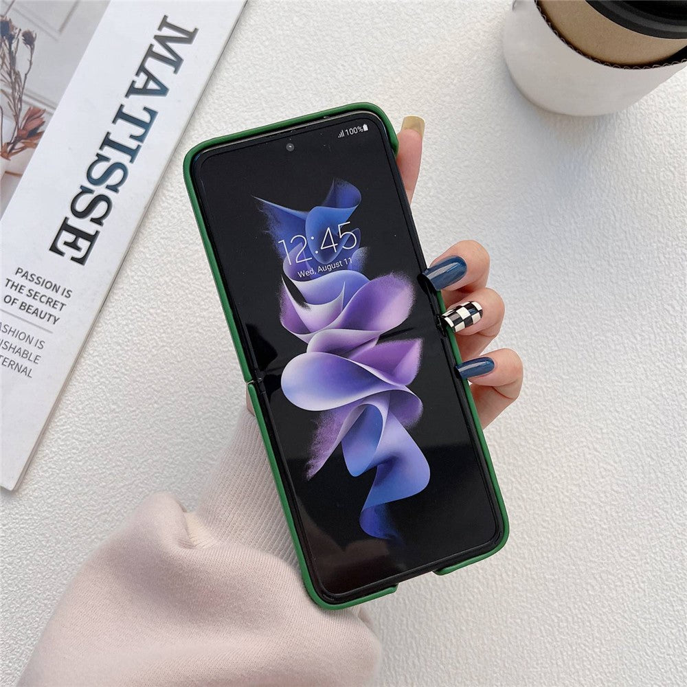 Til Samsung Galaxy Z Flip3 5G Blødt letvægts cover i dunjakkestil PU-læderbelagt PC Stødsikkert beskyttende etui