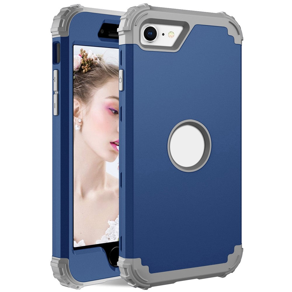 For iPhone 7 / 8 / SE (2020) / SE (2022) 3-in-1 Mobile Phone Case Fall Proof Silicone + PC Thickened Corner Hybrid Cover
