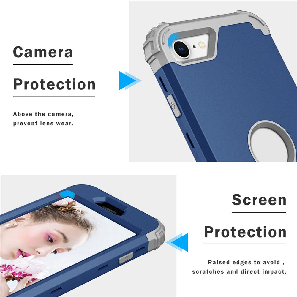 For iPhone 7 / 8 / SE (2020) / SE (2022) 3-in-1 Mobile Phone Case Fall Proof Silicone + PC Thickened Corner Hybrid Cover