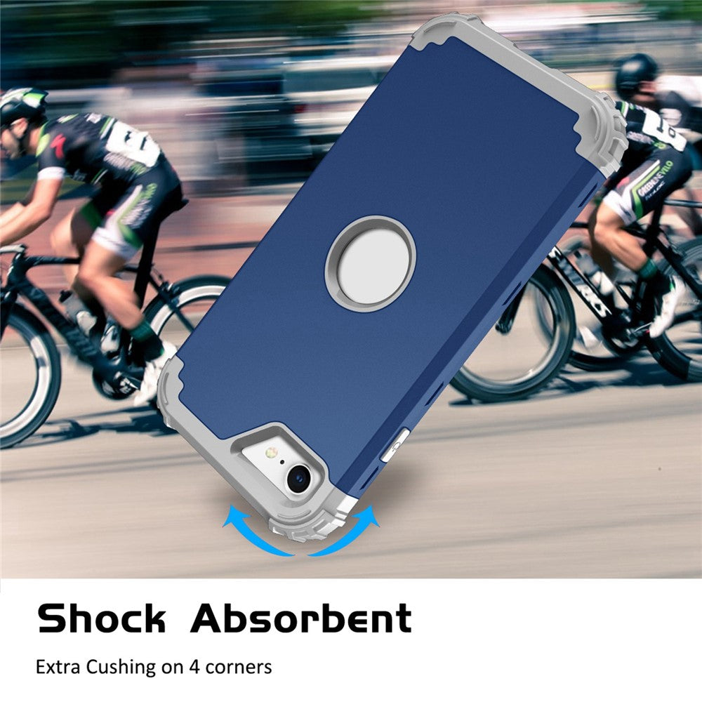 For iPhone 7 / 8 / SE (2020) / SE (2022) 3-in-1 Mobile Phone Case Fall Proof Silicone + PC Thickened Corner Hybrid Cover