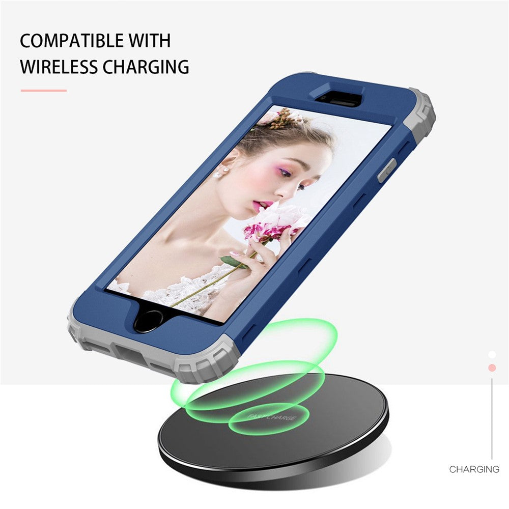 For iPhone 7 / 8 / SE (2020) / SE (2022) 3-in-1 Mobile Phone Case Fall Proof Silicone + PC Thickened Corner Hybrid Cover