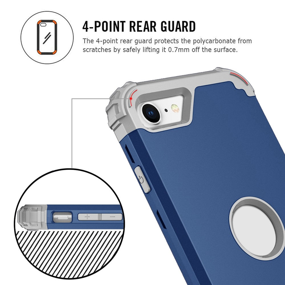 For iPhone 7 / 8 / SE (2020) / SE (2022) 3-in-1 Mobile Phone Case Fall Proof Silicone + PC Thickened Corner Hybrid Cover