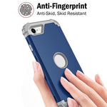 For iPhone 7 / 8 / SE (2020) / SE (2022) 3-in-1 Mobile Phone Case Fall Proof Silicone + PC Thickened Corner Hybrid Cover