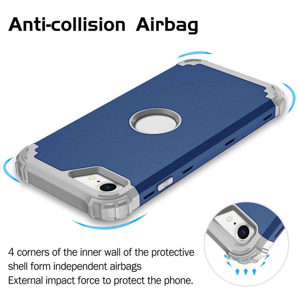 For iPhone 7 / 8 / SE (2020) / SE (2022) 3-in-1 Mobile Phone Case Fall Proof Silicone + PC Thickened Corner Hybrid Cover