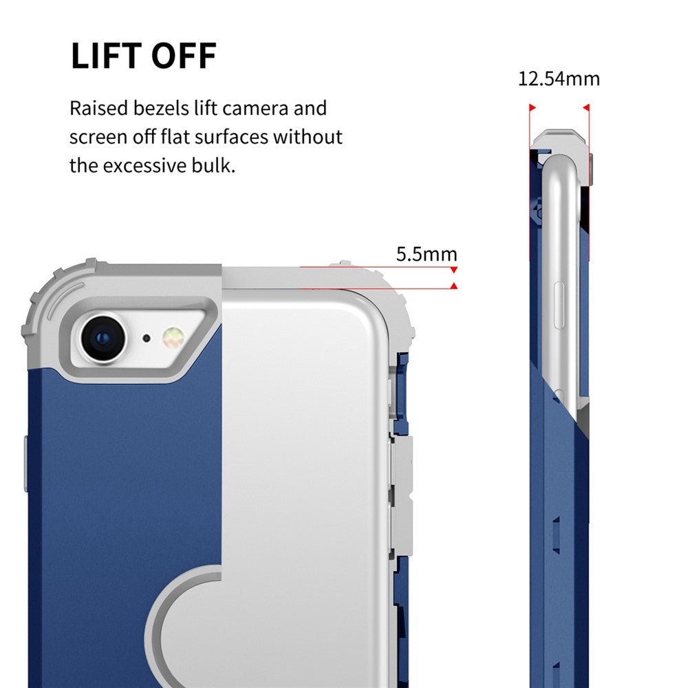 For iPhone 7 / 8 / SE (2020) / SE (2022) 3-in-1 Mobile Phone Case Fall Proof Silicone + PC Thickened Corner Hybrid Cover