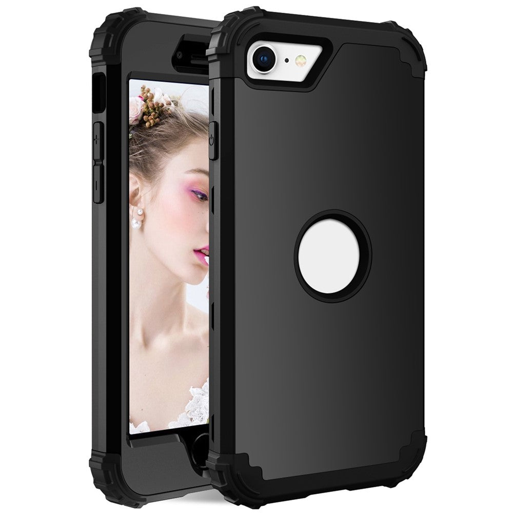 For iPhone 7 / 8 / SE (2020) / SE (2022) 3-in-1 Mobile Phone Case Fall Proof Silicone + PC Thickened Corner Hybrid Cover
