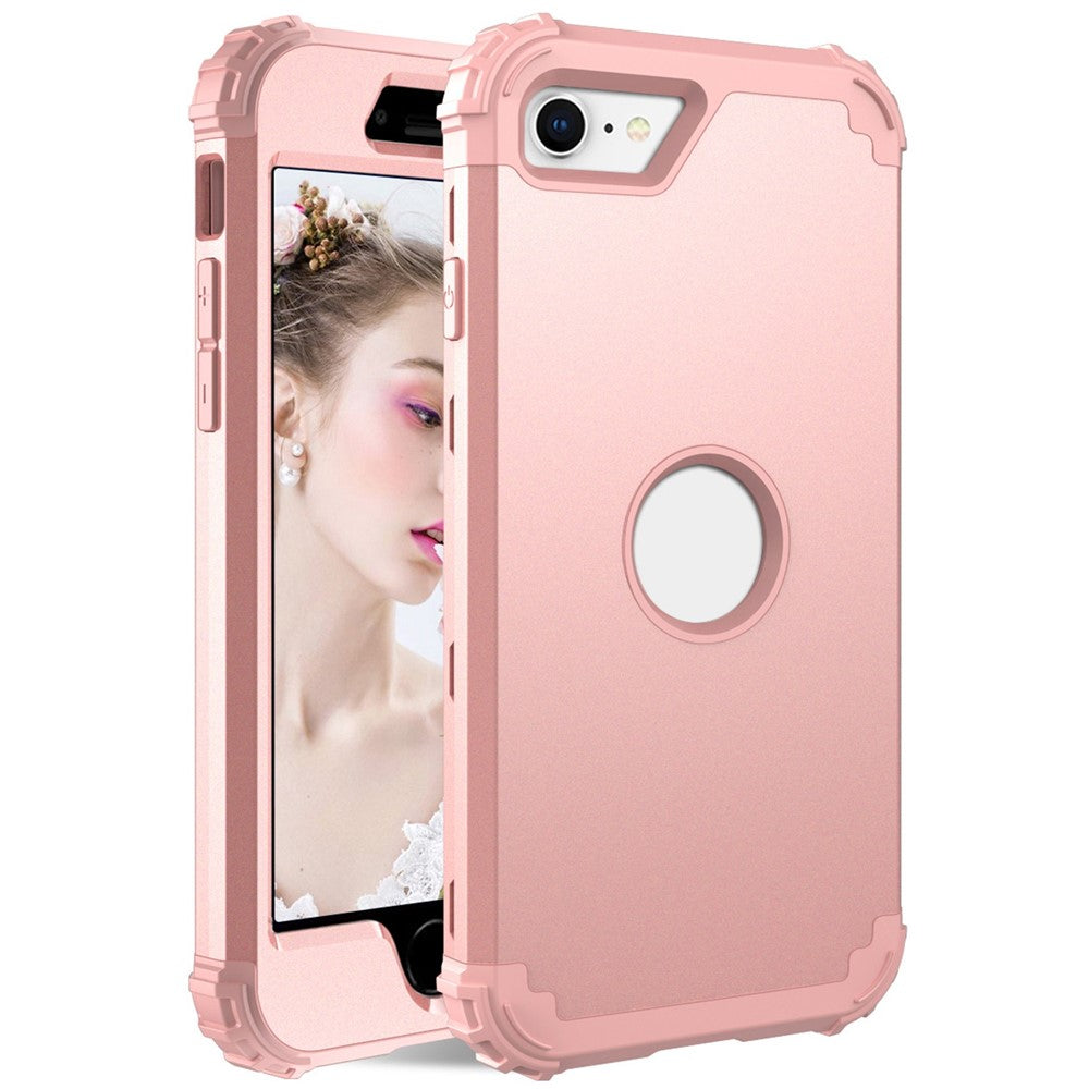For iPhone 7 / 8 / SE (2020) / SE (2022) 3-in-1 Mobile Phone Case Fall Proof Silicone + PC Thickened Corner Hybrid Cover