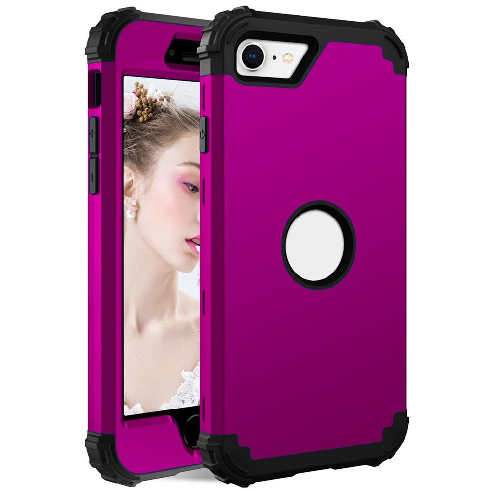 For iPhone 7 / 8 / SE (2020) / SE (2022) 3-in-1 Mobile Phone Case Fall Proof Silicone + PC Thickened Corner Hybrid Cover