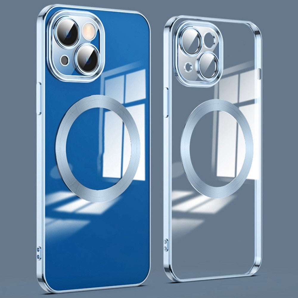 For iPhone 14 Plus Magnetic Charging TPU Phone Back Cover Ultra-Thin Phone Case with Lens Film