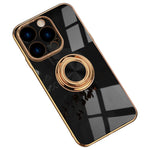 Blødt TPU Telefoncover Kickstand til iPhone 14 Pro 6,1 tommer, Ringholder Anti-fald 9D Galvanisering Præcist Udskåret Telefon Bagcover