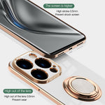 Blødt TPU Telefoncover Kickstand til iPhone 14 Pro 6,1 tommer, Ringholder Anti-fald 9D Galvanisering Præcist Udskåret Telefon Bagcover