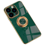 Blødt TPU Telefoncover Kickstand til iPhone 14 Pro 6,1 tommer, Ringholder Anti-fald 9D Galvanisering Præcist Udskåret Telefon Bagcover