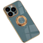 Blødt TPU Telefoncover Kickstand til iPhone 14 Pro 6,1 tommer, Ringholder Anti-fald 9D Galvanisering Præcist Udskåret Telefon Bagcover
