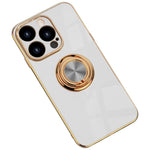 Blødt TPU Telefoncover Kickstand til iPhone 14 Pro 6,1 tommer, Ringholder Anti-fald 9D Galvanisering Præcist Udskåret Telefon Bagcover