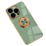 Blødt TPU Telefoncover Kickstand til iPhone 14 Pro 6,1 tommer, Ringholder Anti-fald 9D Galvanisering Præcist Udskåret Telefon Bagcover