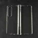 For Samsung Galaxy Z Fold4 5G Transparent Folding Phone Case Wear-resistant Anti-fall Cover with Pen Holder