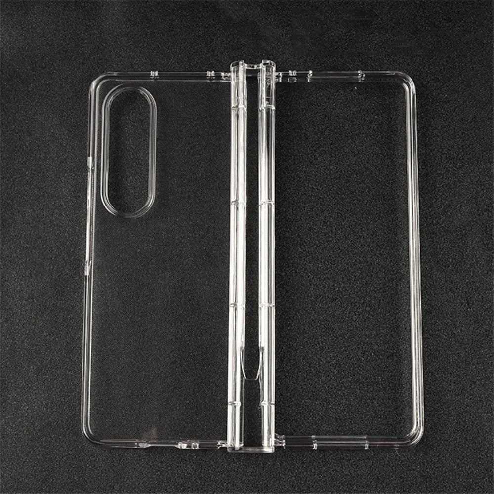 For Samsung Galaxy Z Fold4 5G Transparent Folding Phone Case Wear-resistant Anti-fall Cover with Pen Holder