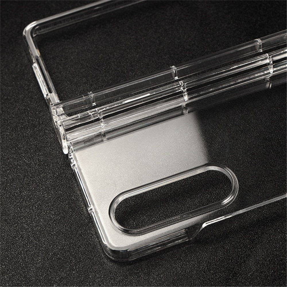 For Samsung Galaxy Z Fold4 5G Transparent Folding Phone Case Wear-resistant Anti-fall Cover with Pen Holder