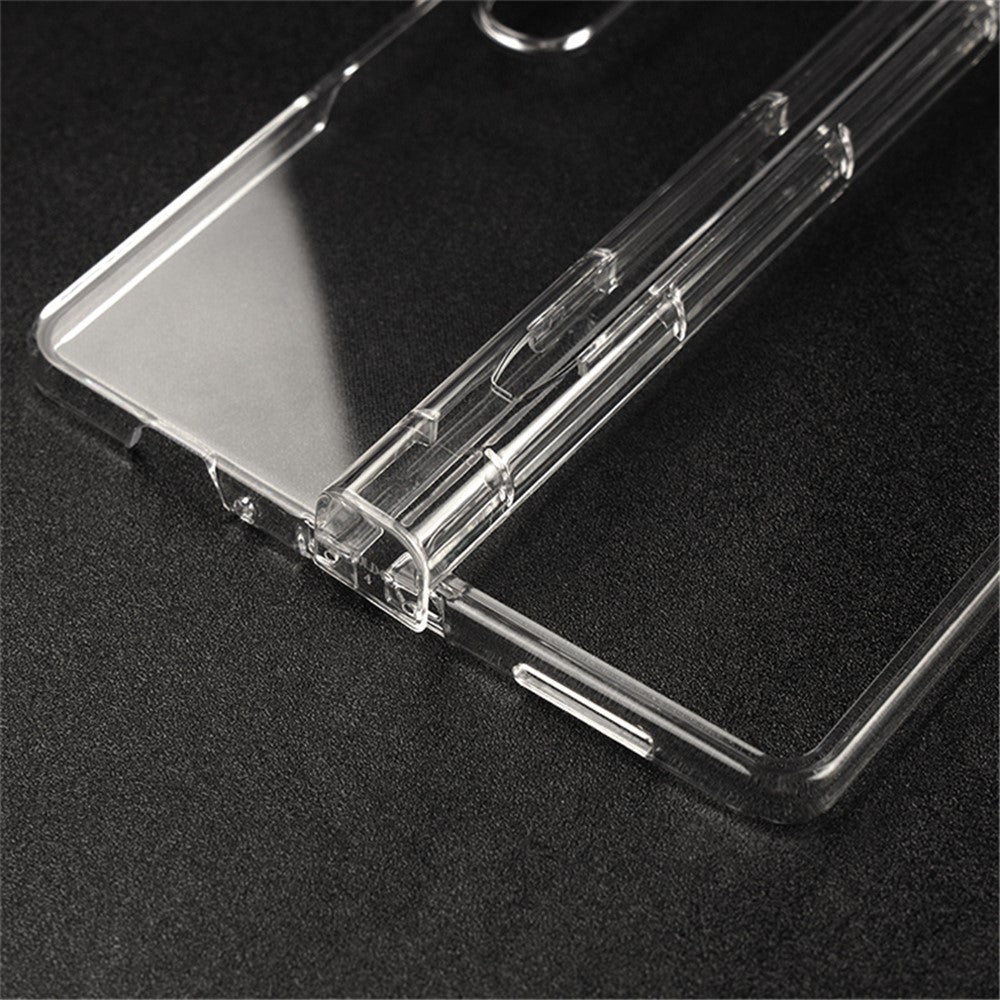 For Samsung Galaxy Z Fold4 5G Transparent Folding Phone Case Wear-resistant Anti-fall Cover with Pen Holder