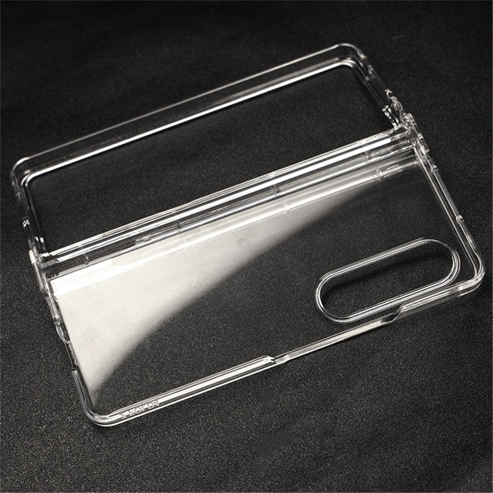 For Samsung Galaxy Z Fold4 5G Transparent Folding Phone Case Wear-resistant Anti-fall Cover with Pen Holder