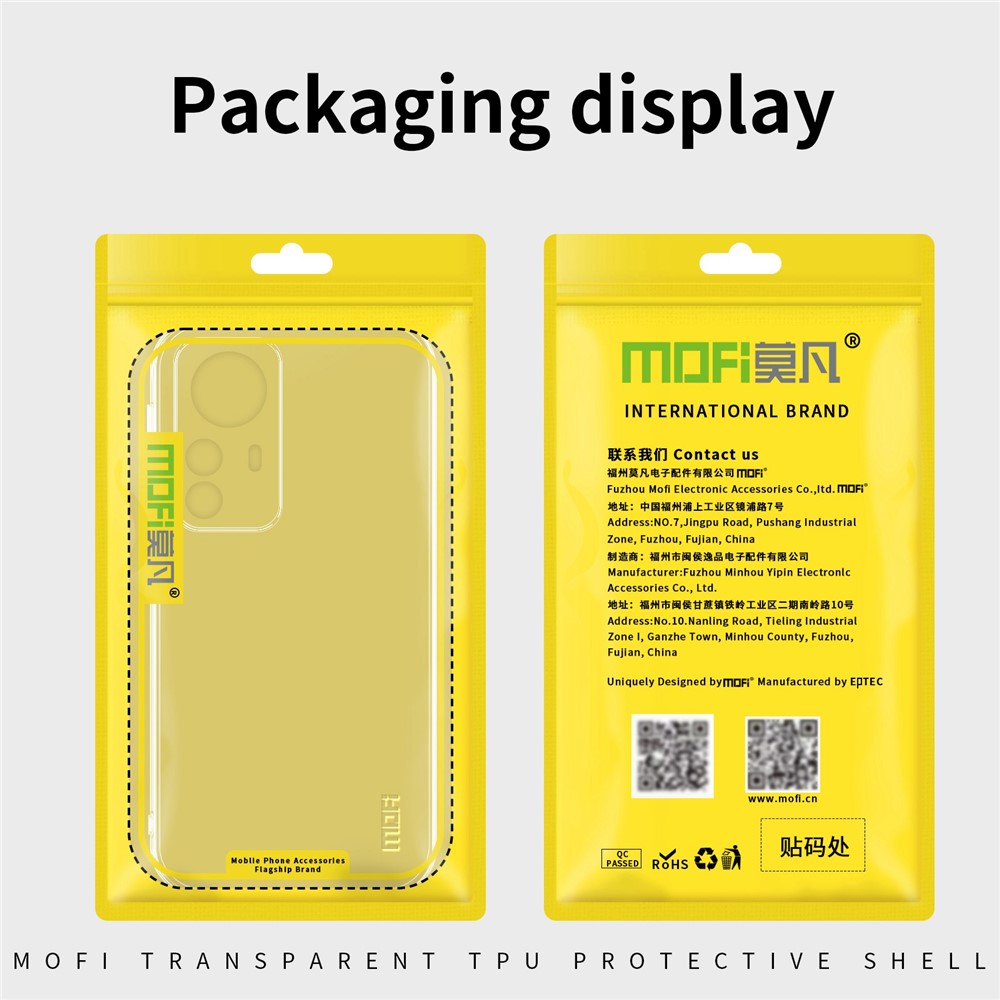 MOFI Transparent mobilskal För Xiaomi 12X 5G / 12 5G / 12S 5G, Mjukt TPU Reptåligt Mobilmobil Baksida som Gulnar Av
