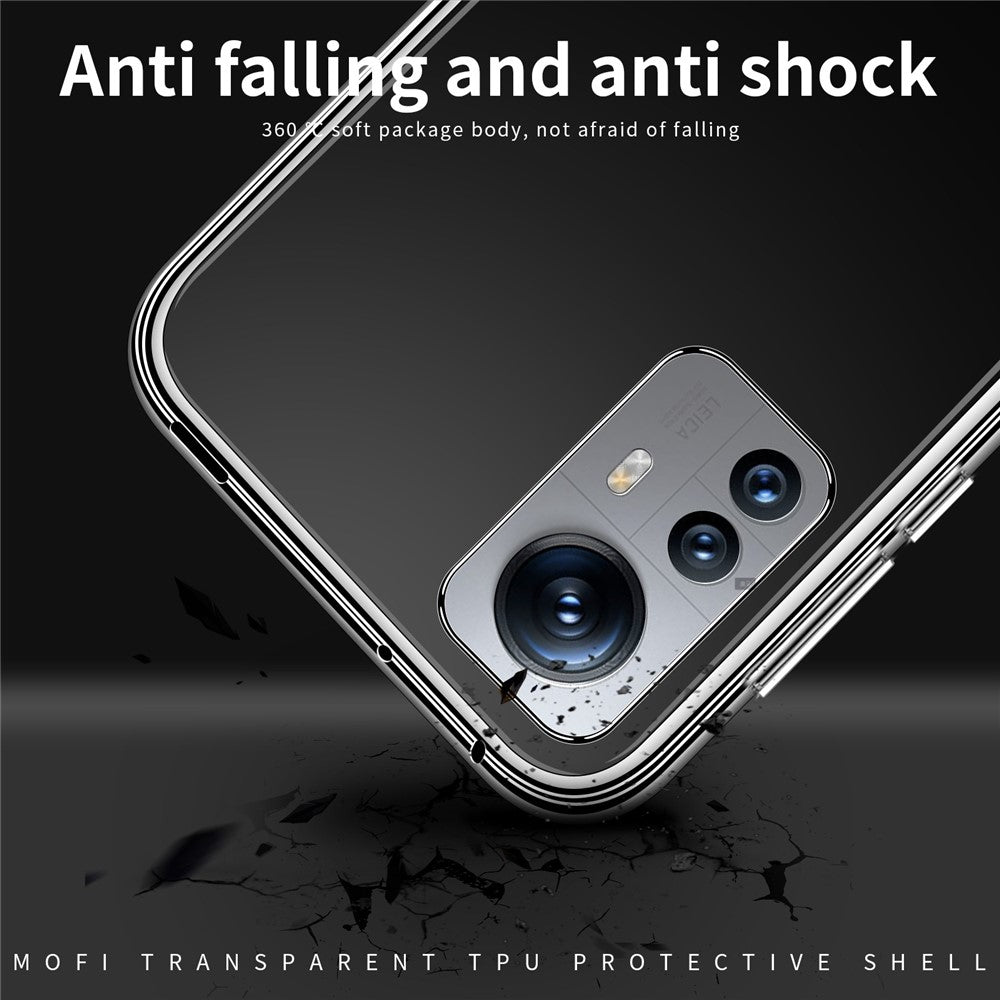 MOFI Transparent mobilskal För Xiaomi 12X 5G / 12 5G / 12S 5G, Mjukt TPU Reptåligt Mobilmobil Baksida som Gulnar Av