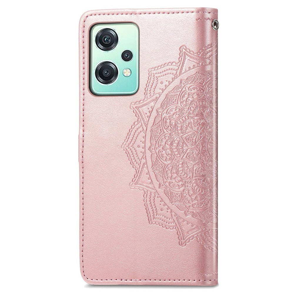 OnePlus Nord CE 2 Lite 5G Präglat Mandala-mönster PU-läderfodral Magnetiskt spänne mobilstativ Plånboksfodral med rem