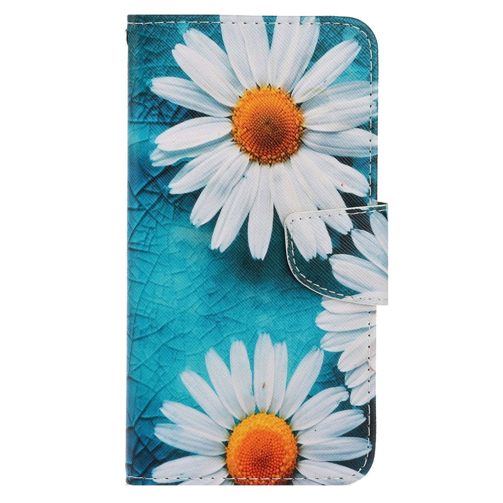 For iPhone 14 Plus Cross Texture PU Leather Case Pattern Printing Foldable Stand Phone Wallet Full Protection Case
