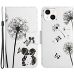 For iPhone 14 Plus Cross Texture PU Leather Case Pattern Printing Foldable Stand Phone Wallet Full Protection Case