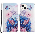 For iPhone 14 Plus Cross Texture PU Leather Case Pattern Printing Foldable Stand Phone Wallet Full Protection Case