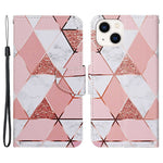 For iPhone 14 Plus Cross Texture PU Leather Case Pattern Printing Foldable Stand Phone Wallet Full Protection Case