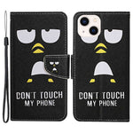 For iPhone 14 Plus Cross Texture PU Leather Case Pattern Printing Foldable Stand Phone Wallet Full Protection Case