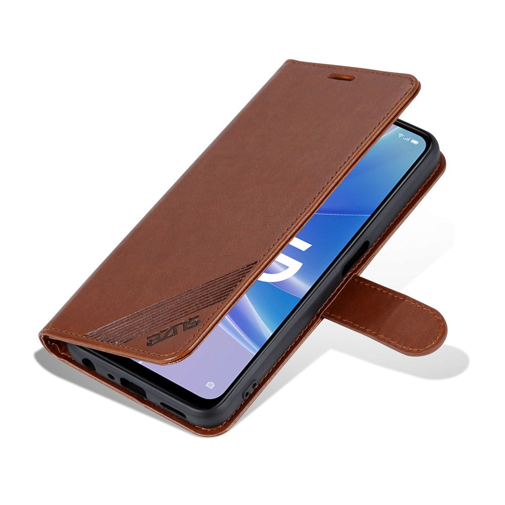 AZNS Fallskyddande Flip-plånboksfodral för Oppo A97 5G, Fullt Skyddande PU-lädermobilskal med Justerbart Stativ