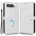 Dot Pattern Imprinted Case for Asus ROG Phone 5, PU Leather Stand Wallet Well-protected Phone Cover