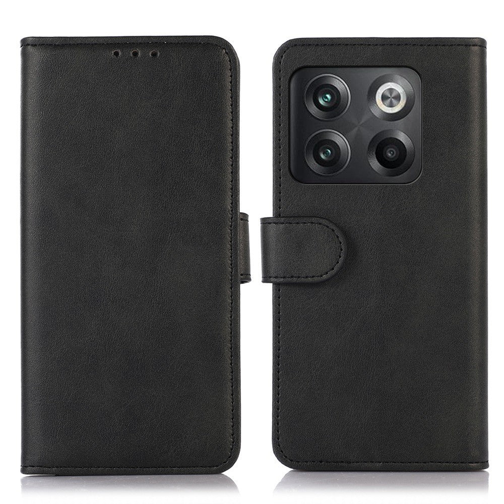 Til OnePlus 10T 5G / Ace Pro 5G Anti-kollision Magnetisk Lås Koskind Tekstureret Telefon Tegnebog Etui PU Læder Flip Cover Visningsstativ