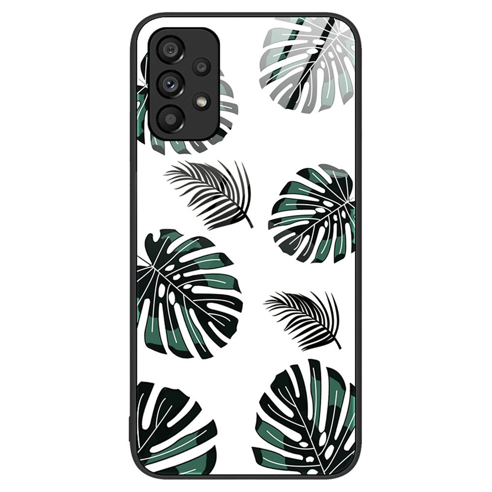 Samsung Galaxy A53 5G Härdat Glas Mönstertryck Slim Skal Hårt PC Mjukt TPU Reptåligt Skal