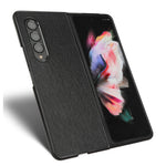For Samsung Galaxy Z Fold4 5G Leather Coated PC Phone Case Shockproof Anti-wear Protective Cover