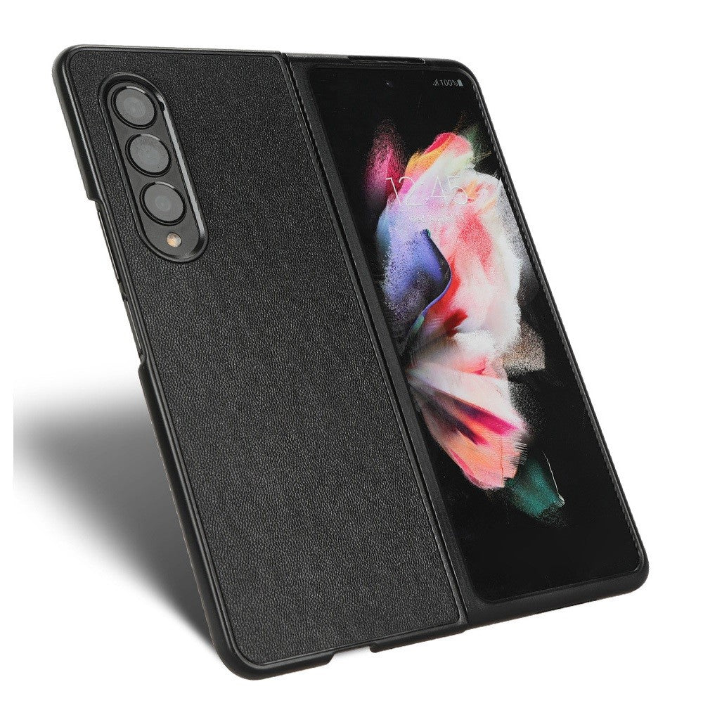 For Samsung Galaxy Z Fold4 5G Leather Coated PC Phone Case Shockproof Anti-wear Protective Cover