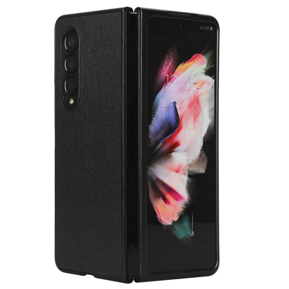 For Samsung Galaxy Z Fold4 5G Leather Coated PC Phone Case Shockproof Anti-wear Protective Cover