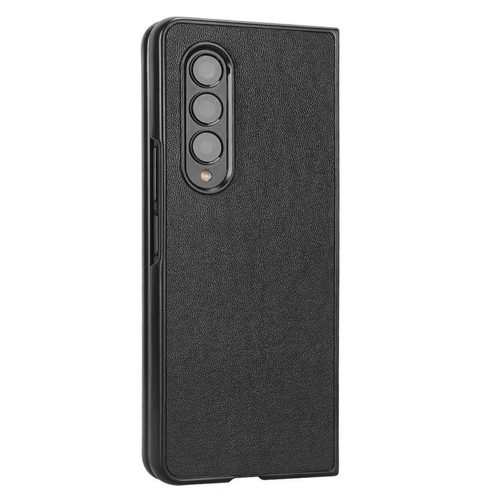 For Samsung Galaxy Z Fold4 5G Leather Coated PC Phone Case Shockproof Anti-wear Protective Cover