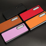 For Samsung Galaxy Z Fold4 5G Leather Coated PC Phone Case Shockproof Anti-wear Protective Cover