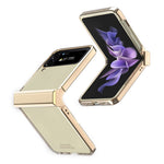 For Samsung Galaxy Z Flip4 5G Electroplating Frame Transparent Hard PC Phone Case Folding Shell with Hinge
